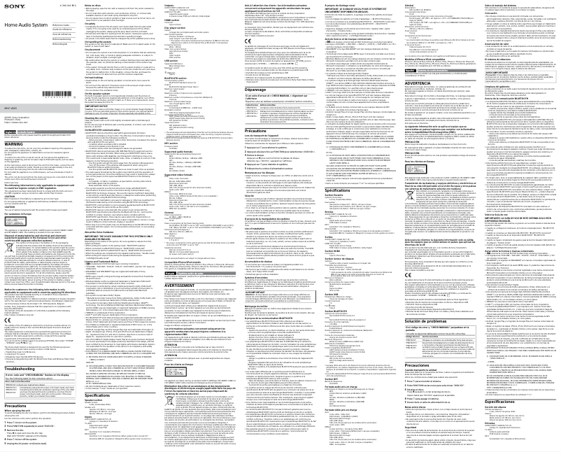 Página 1 del manual Manual de usuario Sony MHC-V42