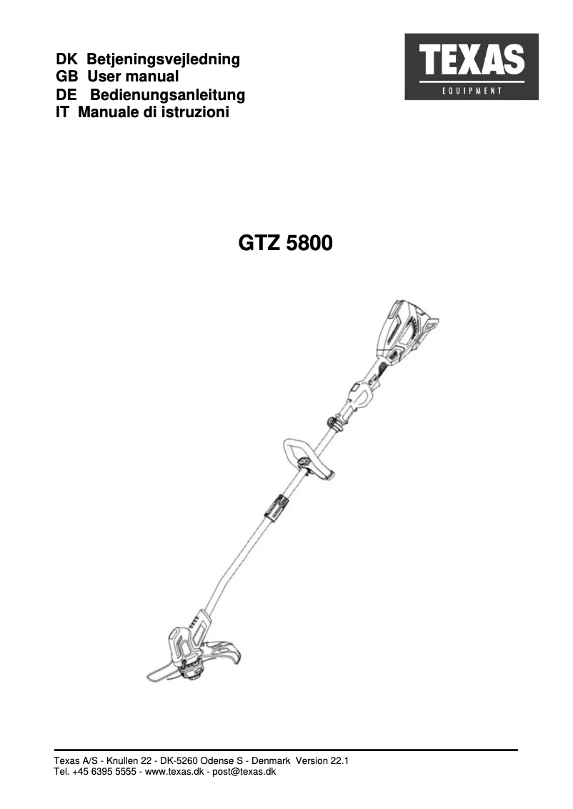 Página 1 del manual Manual de usuario Texas GTZ 5800