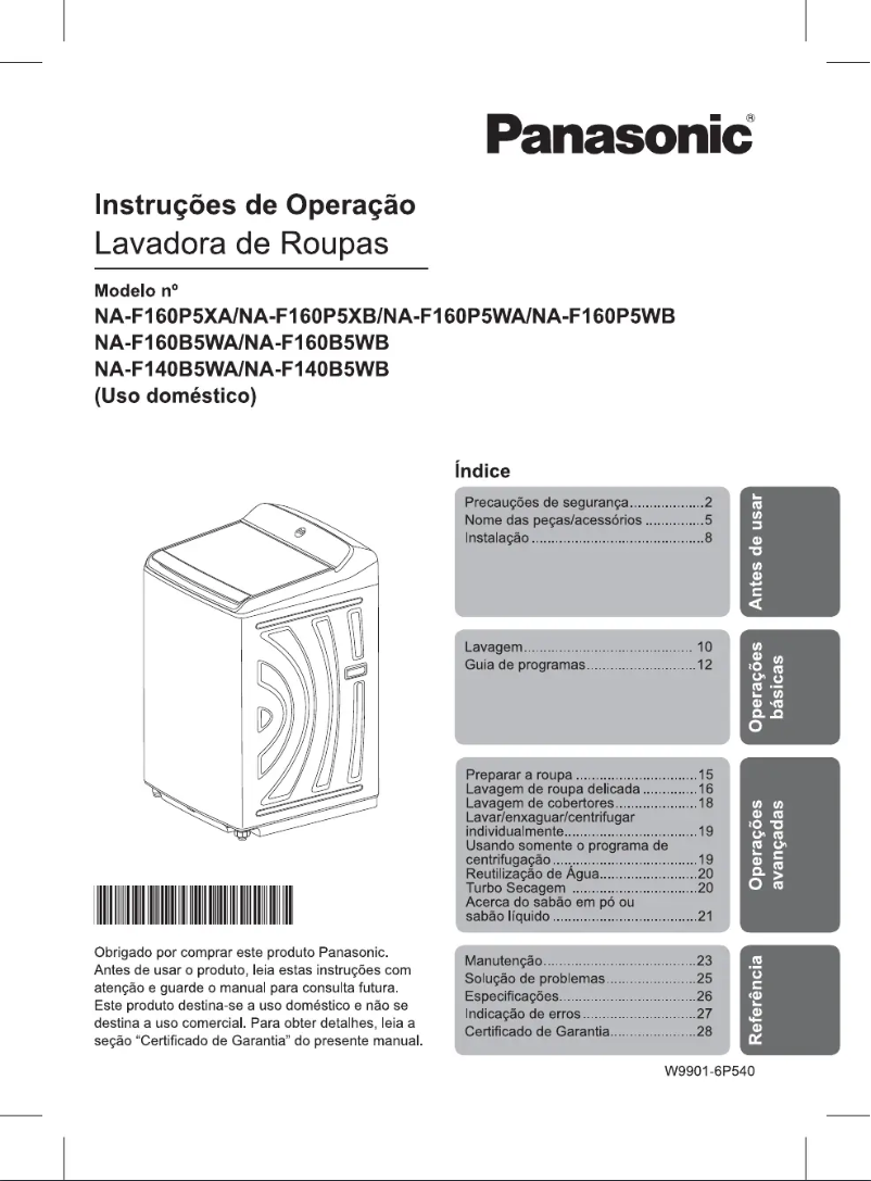 Página 1 del manual Manual de usuario Panasonic NA-F160P5WB