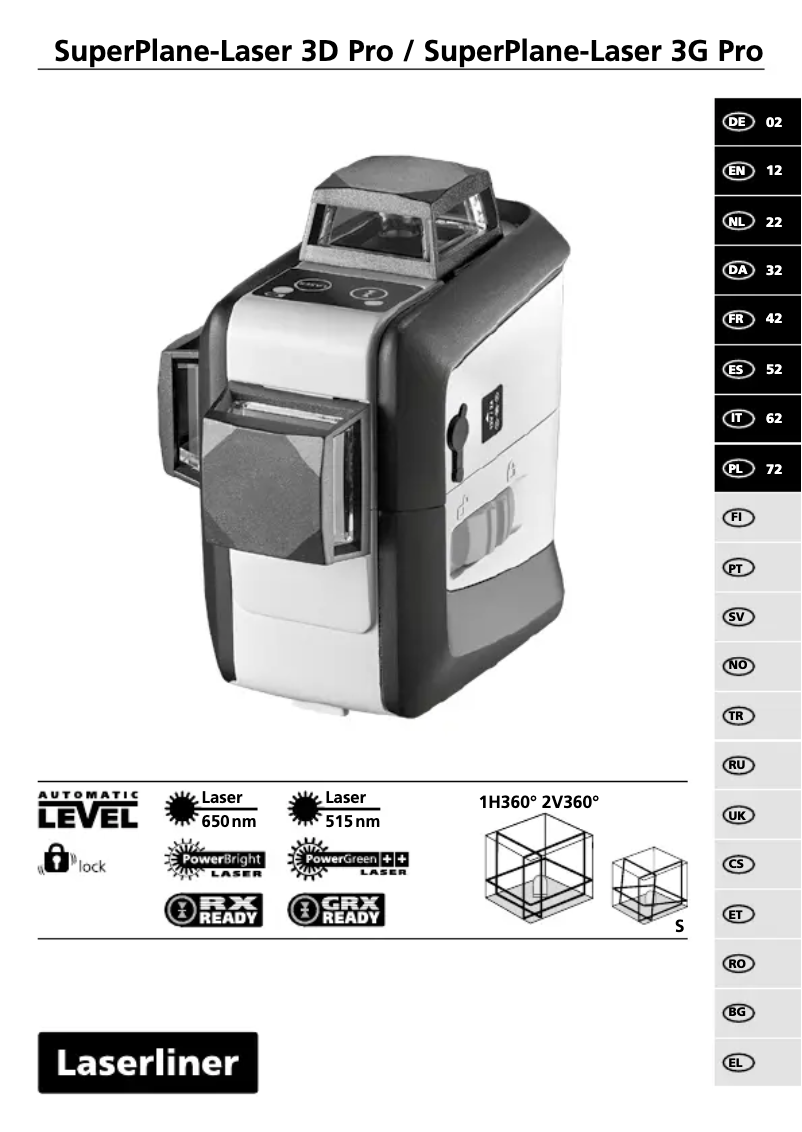 Imagen de la primera página del manual del dispositivo SuperPlane-Laser 3G Pro