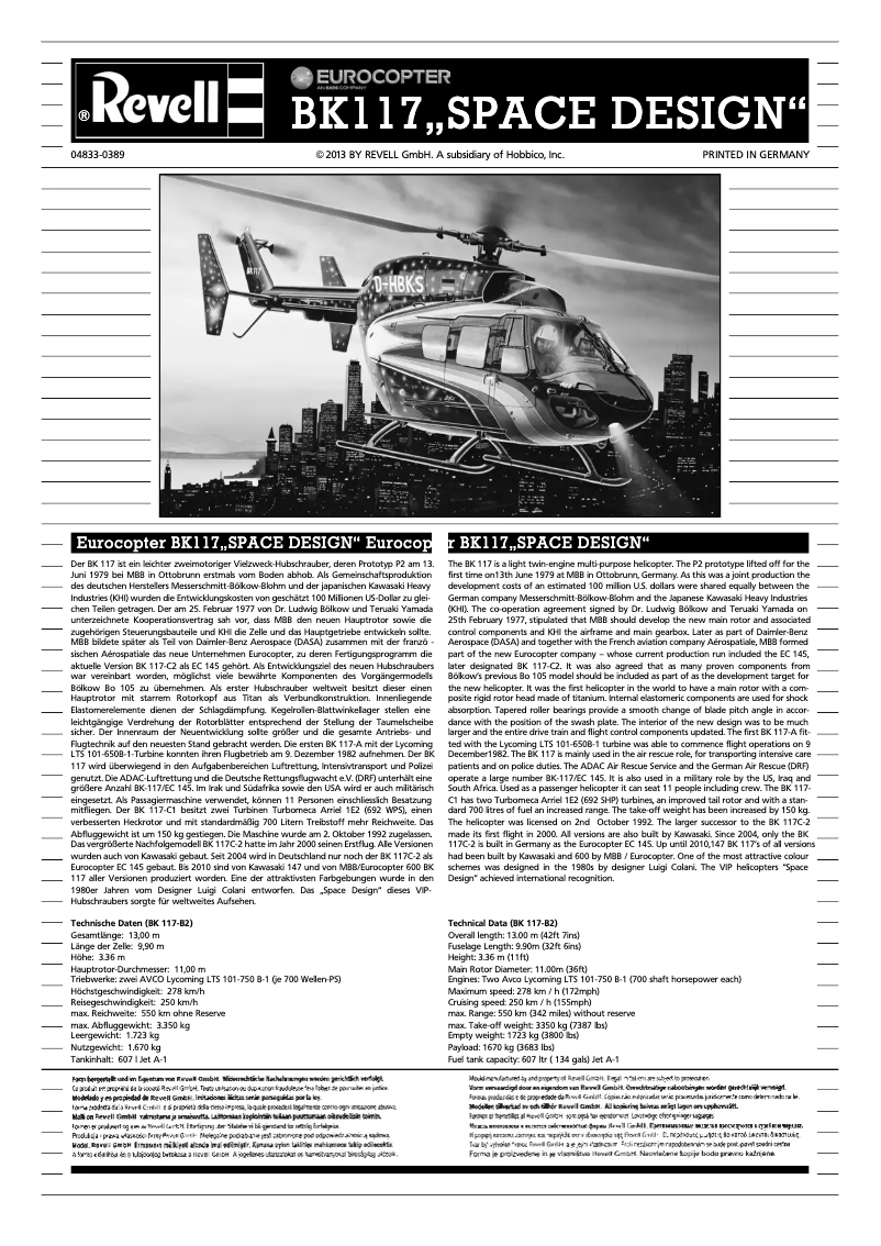 Página 1 del manual Manual de usuario Revell Eurocopter BK 117