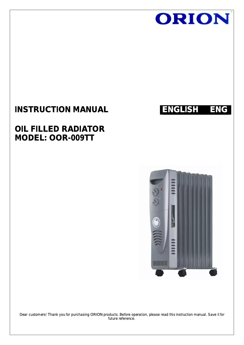 Imagen de la primera página del manual del dispositivo OOR-009TT