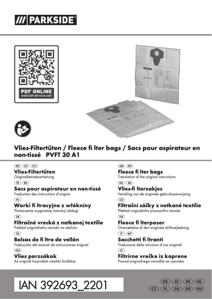 Página 1 del manual Manual de usuario Parkside PVFT 30 A1