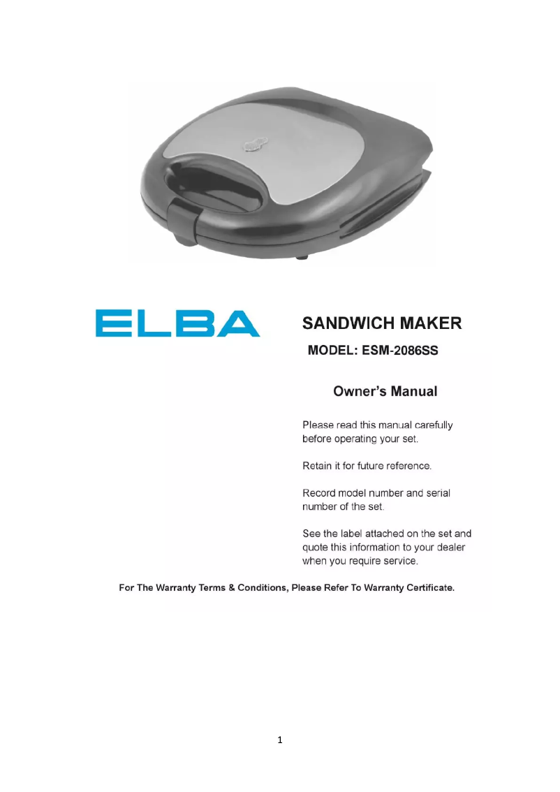 Imagen de la primera página del manual del dispositivo ESM-2086SS