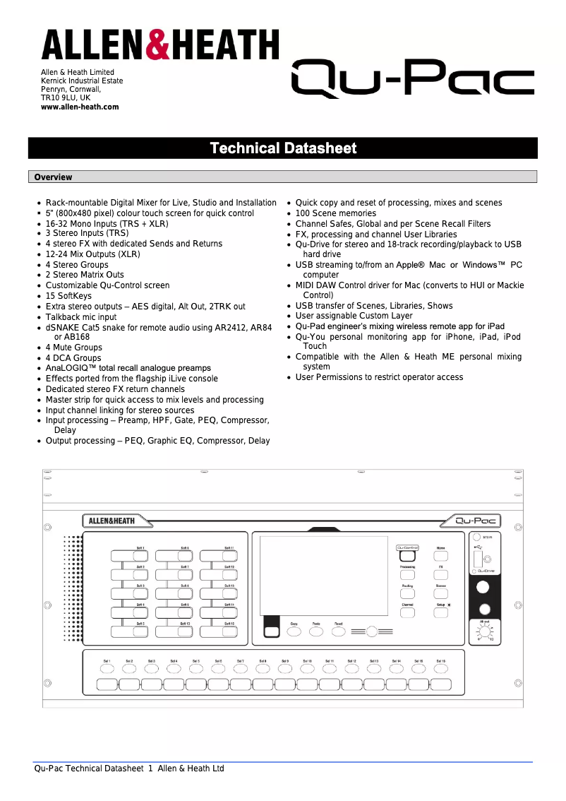 Imagen de la primera página del manual del dispositivo Qu-Pac