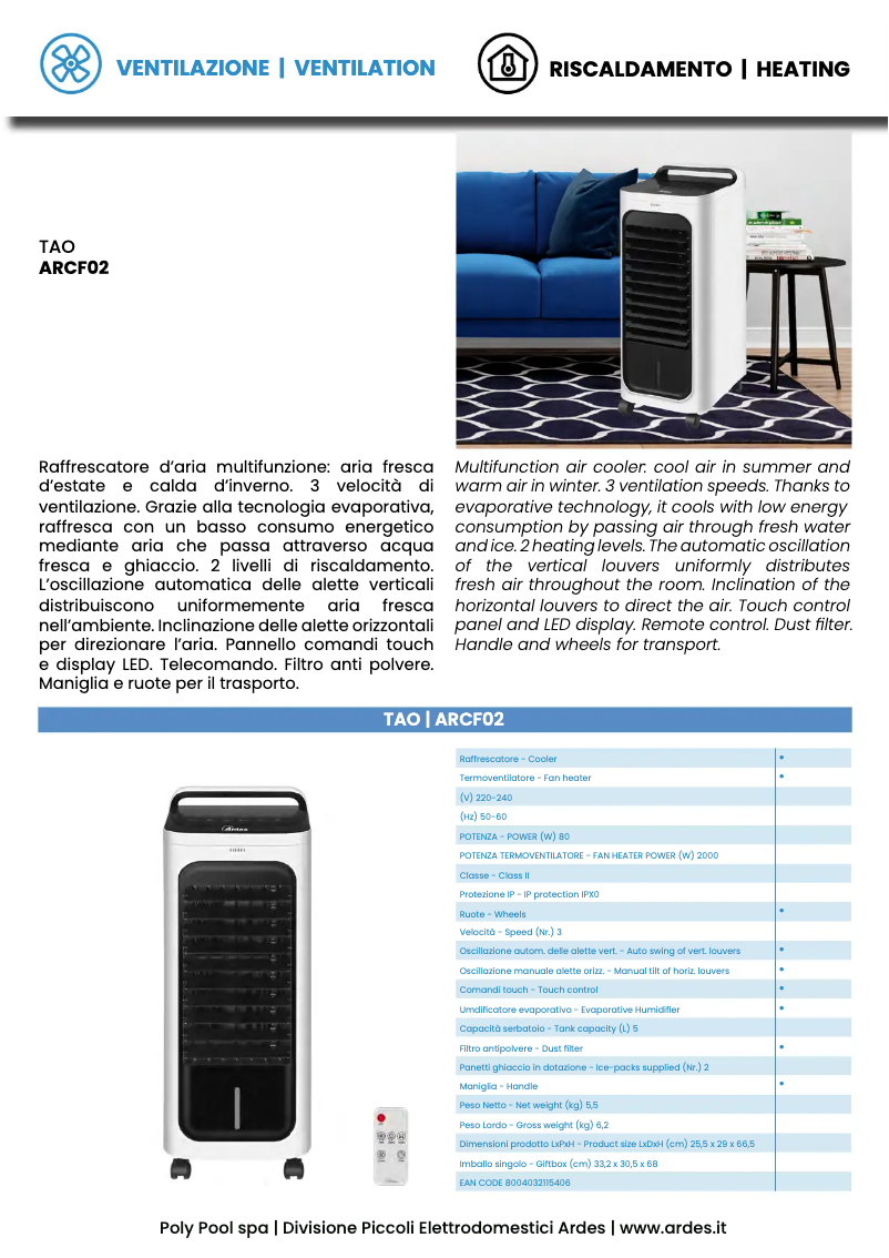 Imagen de la primera página del manual del dispositivo ARCF02