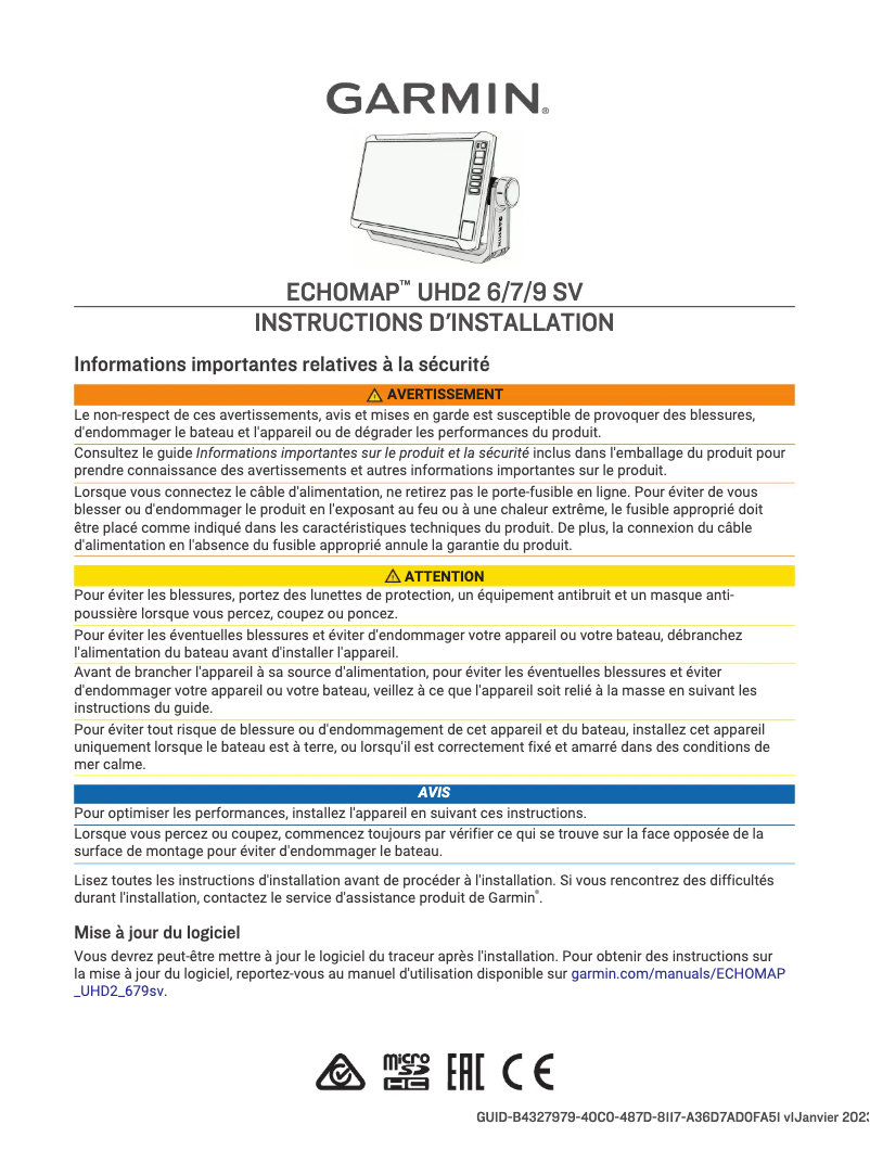 Imagen de la primera página del manual del dispositivo ECHOMAP UHD2 9 SV