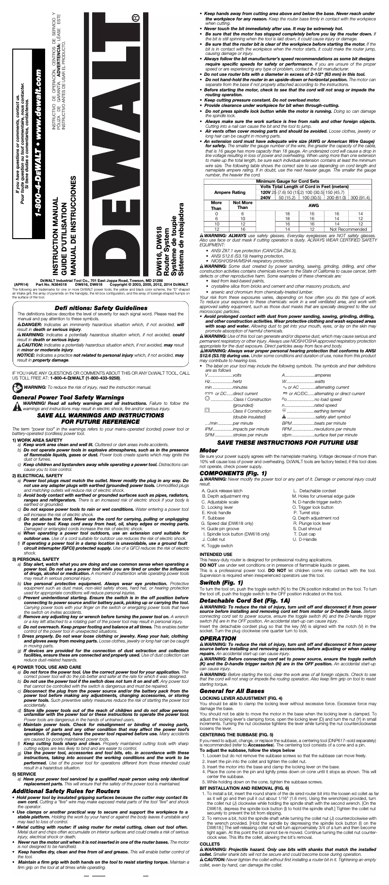 Página 1 del manual Manual de usuario DeWalt DW616PK