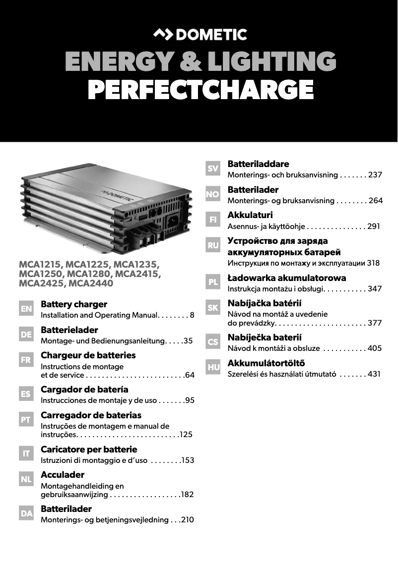 Imagen de la primera página del manual del dispositivo PerfectCharge MCA 2440