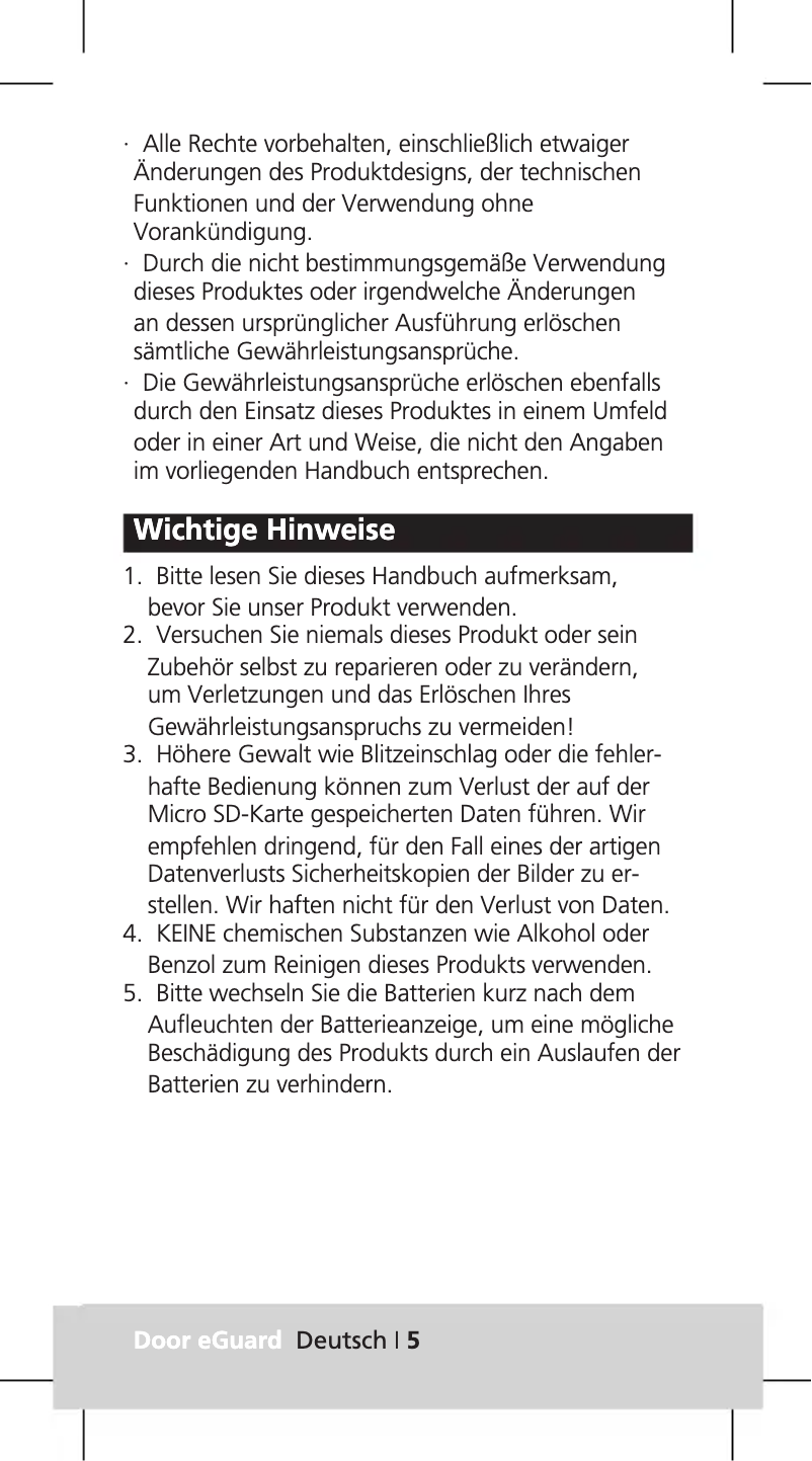 Página 1 del manual Manual de usuario Burg Wächter Door eGuard DG8200