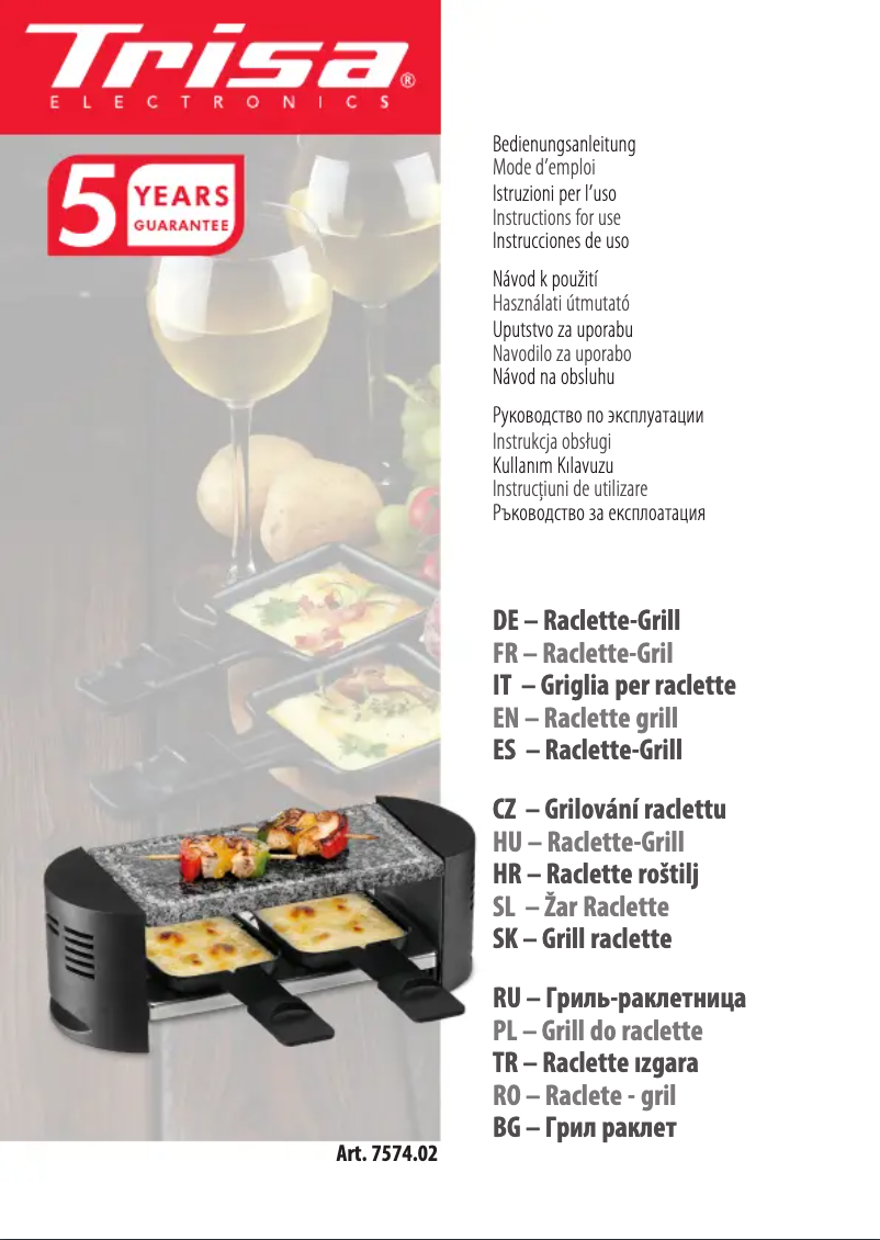 Página 1 del manual Manual de usuario Trisa Raclettino 2 7574.02