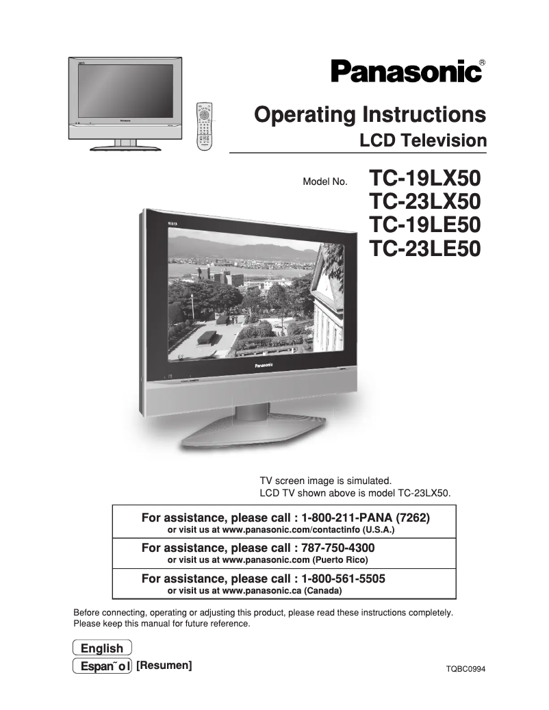 Imagen de la primera página del manual del dispositivo TC-23LX50