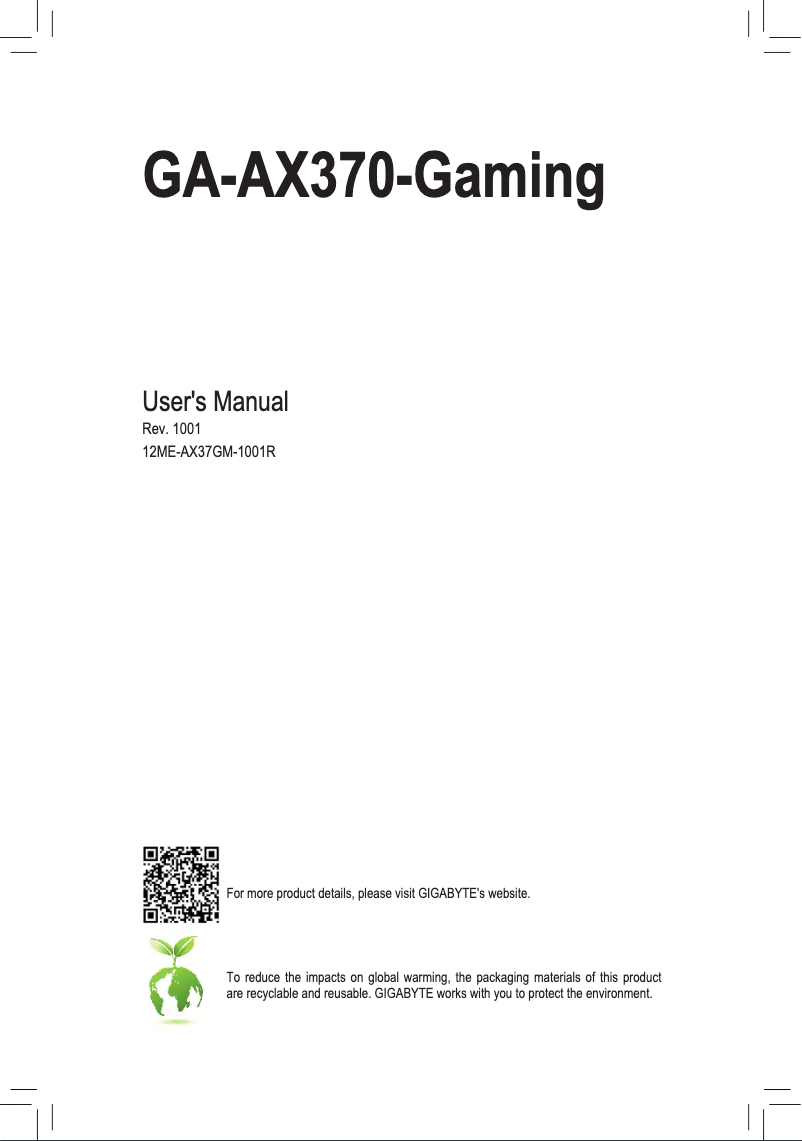 Página 1 del manual Manual de usuario Gigabyte GA-AX370-Gaming
