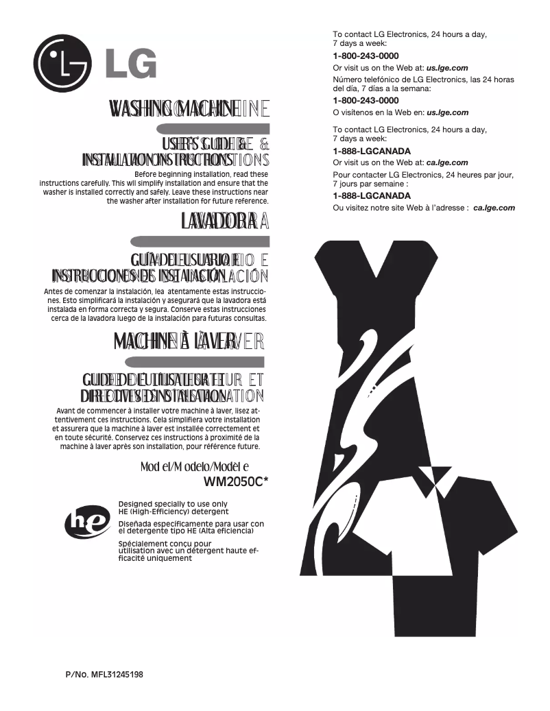 Página 1 del manual Manual de usuario LG WM2050CW