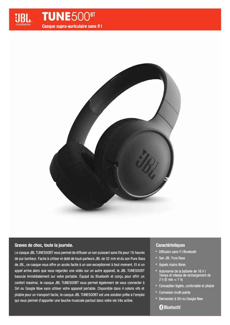 Imagen de la primera página del manual del dispositivo Tune 500BT