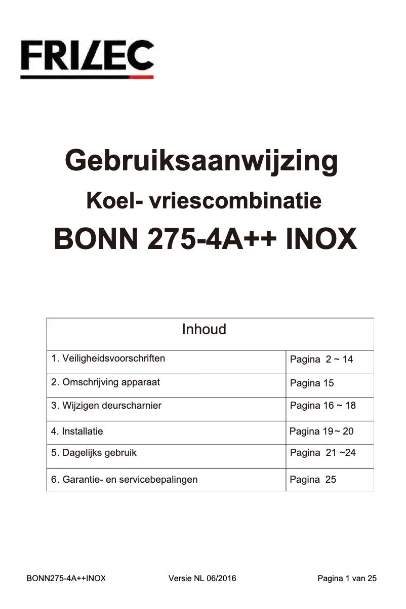Imagen de la primera página del manual del dispositivo BONN275-4A++INOX
