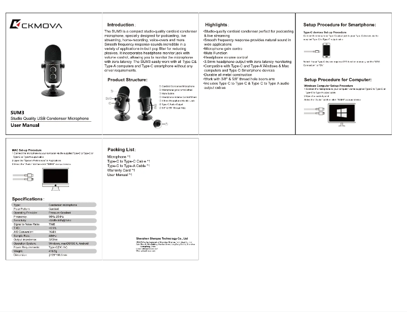 Página 1 del manual Manual de usuario CKMOVA SUM3