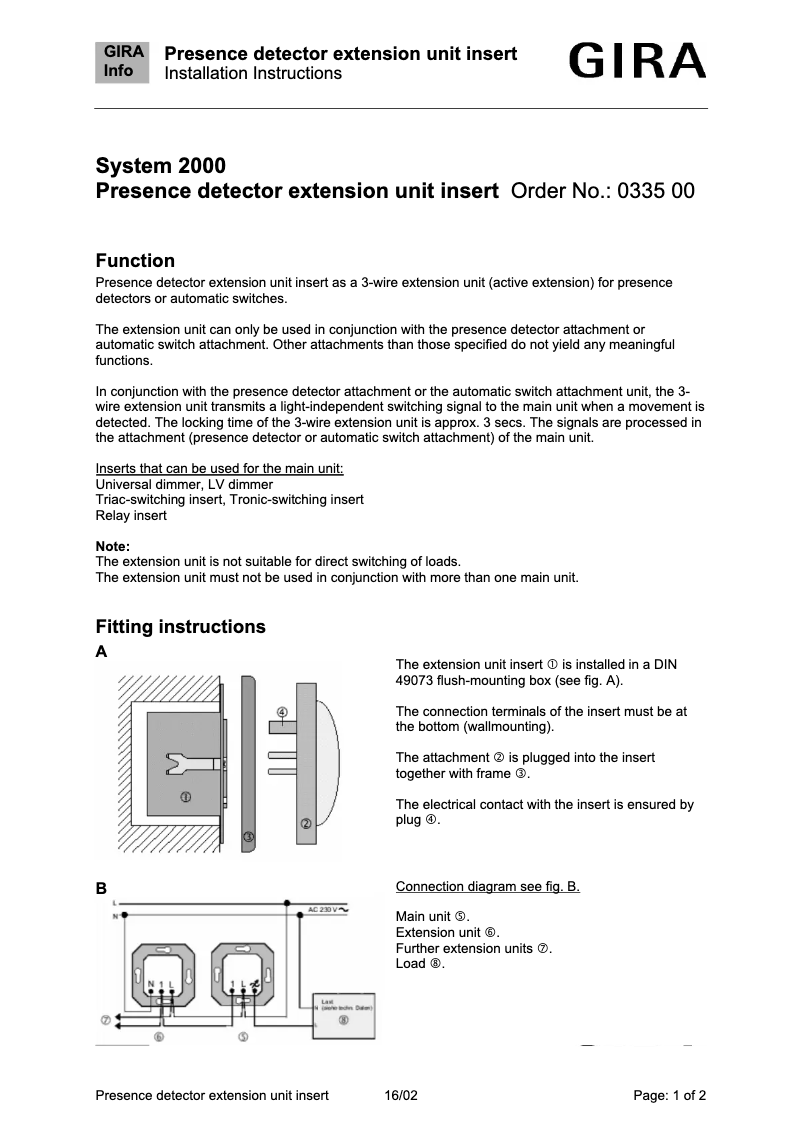 Página 1 del manual Manual de usuario Gira 033500