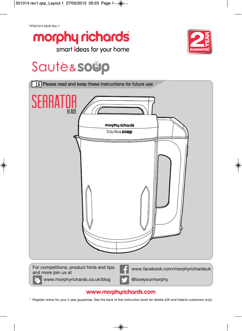Página 1 del manual Manual de usuario Morphy Richards Saute & Soup 501014