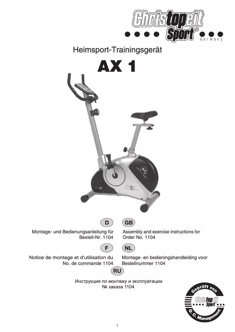 Imagen de la primera página del manual del dispositivo AX 1