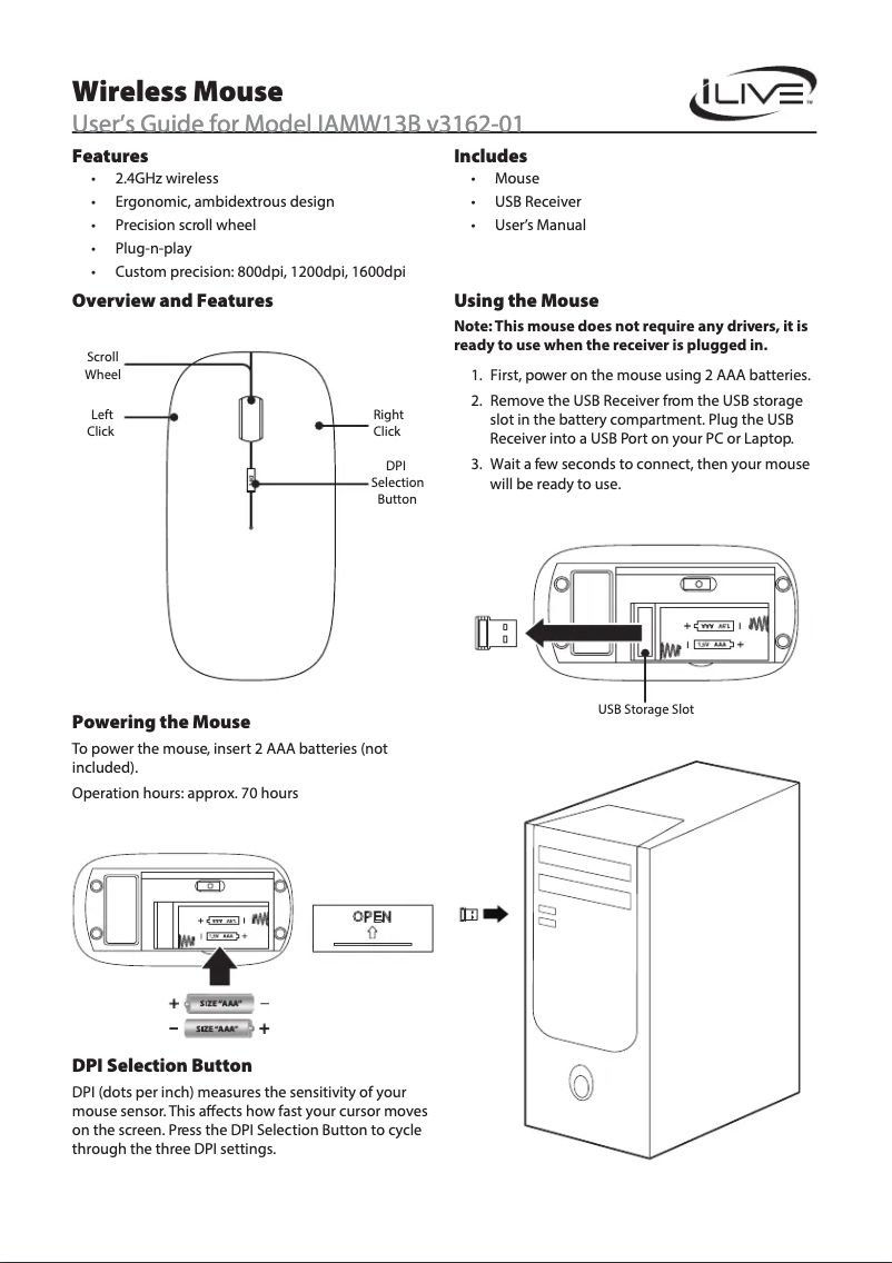 Imagen de la primera página del manual del dispositivo IAMW13B