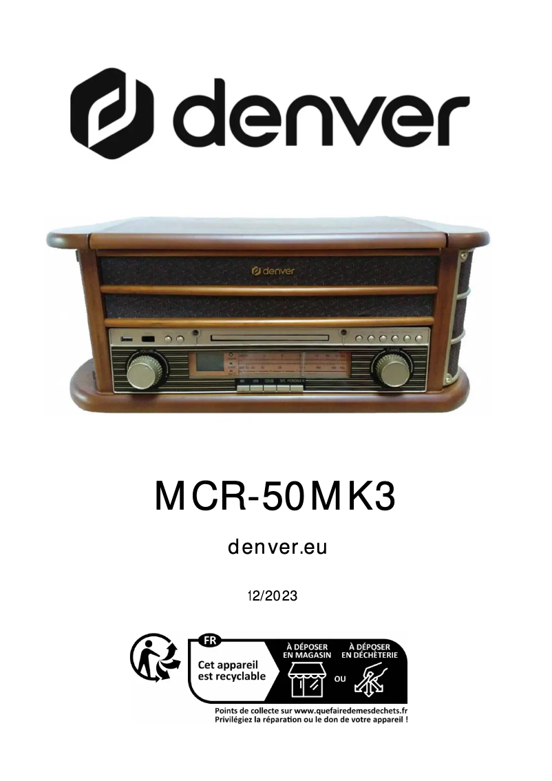 Página 1 del manual Manual de usuario Denver MCR-50MK3