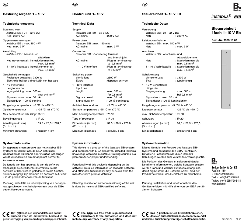 Página 1 del manual Manual de usuario Berker 75331003