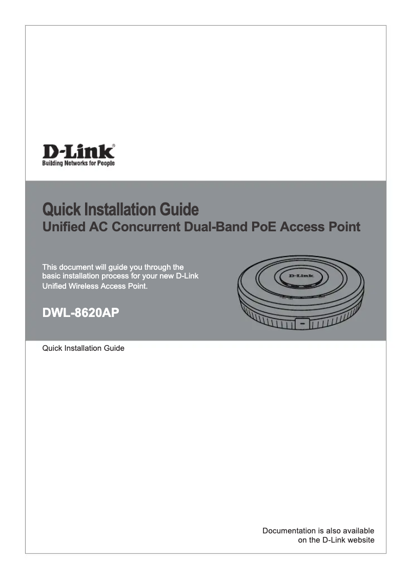 Página 1 del manual Guía de instalación D-Link DWL-8620AP