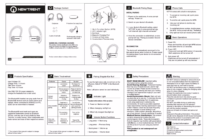 Página 1 del manual Manual de usuario New Trent NT710