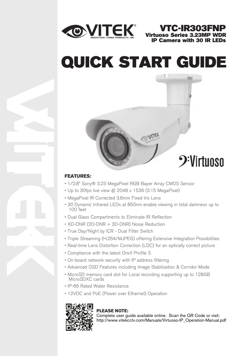 Imagen de la primera página del manual del dispositivo VTC-IR303FNP