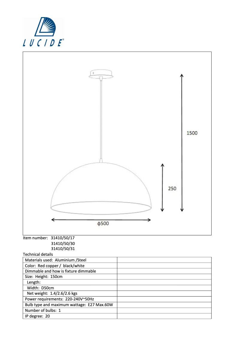 Página 1 del manual Manual de usuario Lucide Riva 31410/50/31