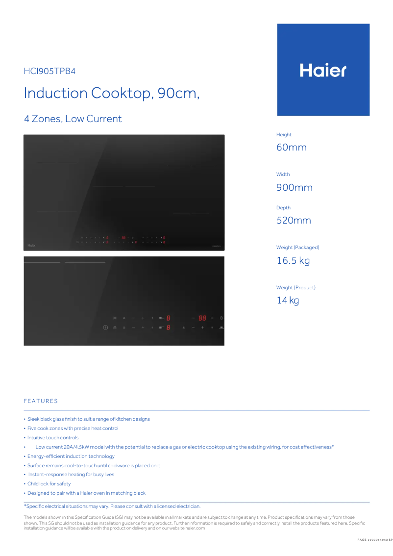 Imagen de la primera página del manual del dispositivo HCI905TPB4