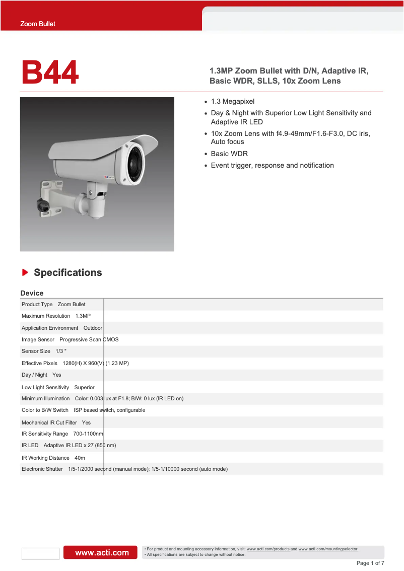 Imagen de la primera página del manual del dispositivo B44