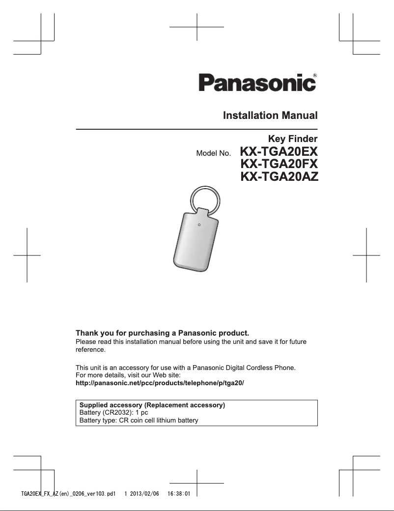 Imagen de la primera página del manual del dispositivo KX-TGA20AZ