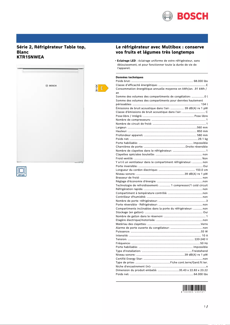 Imagen de la primera página del manual del dispositivo KTR15NWEA