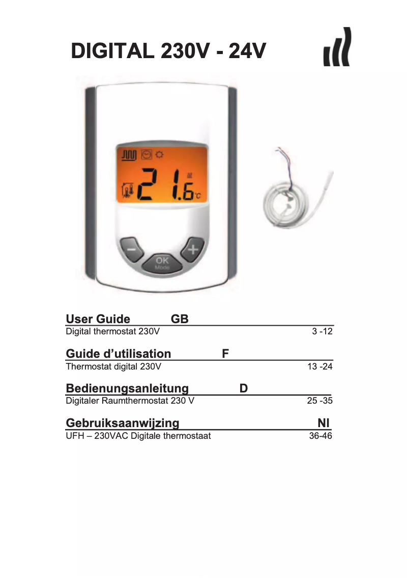 Imagen de la primera página del manual del dispositivo Tempco digital W