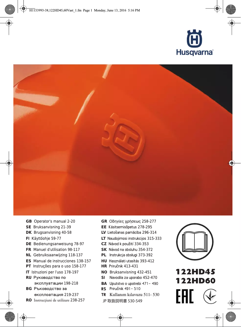 Página 1 del manual Manual de usuario Husqvarna 122HD45