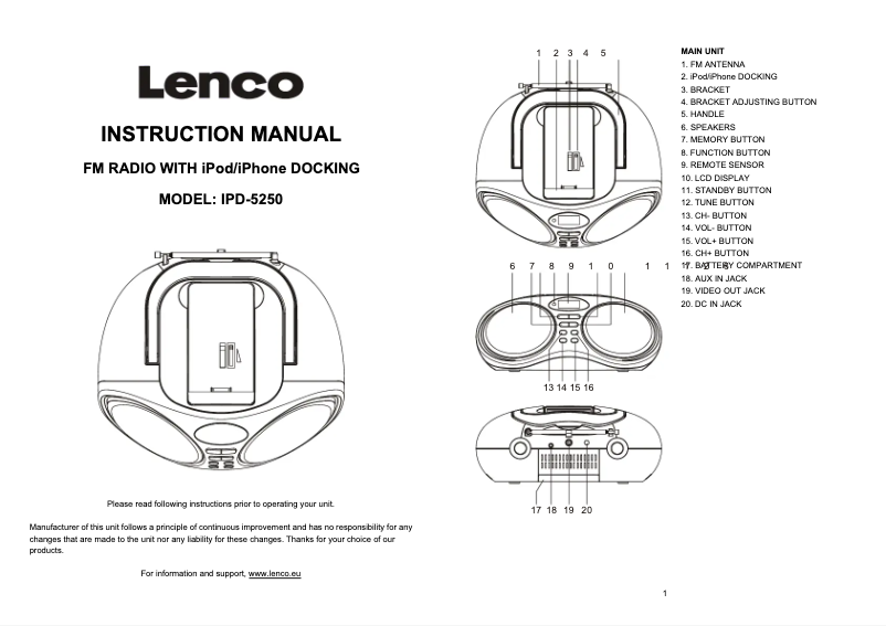 Imagen de la primera página del manual del dispositivo IPD-5250