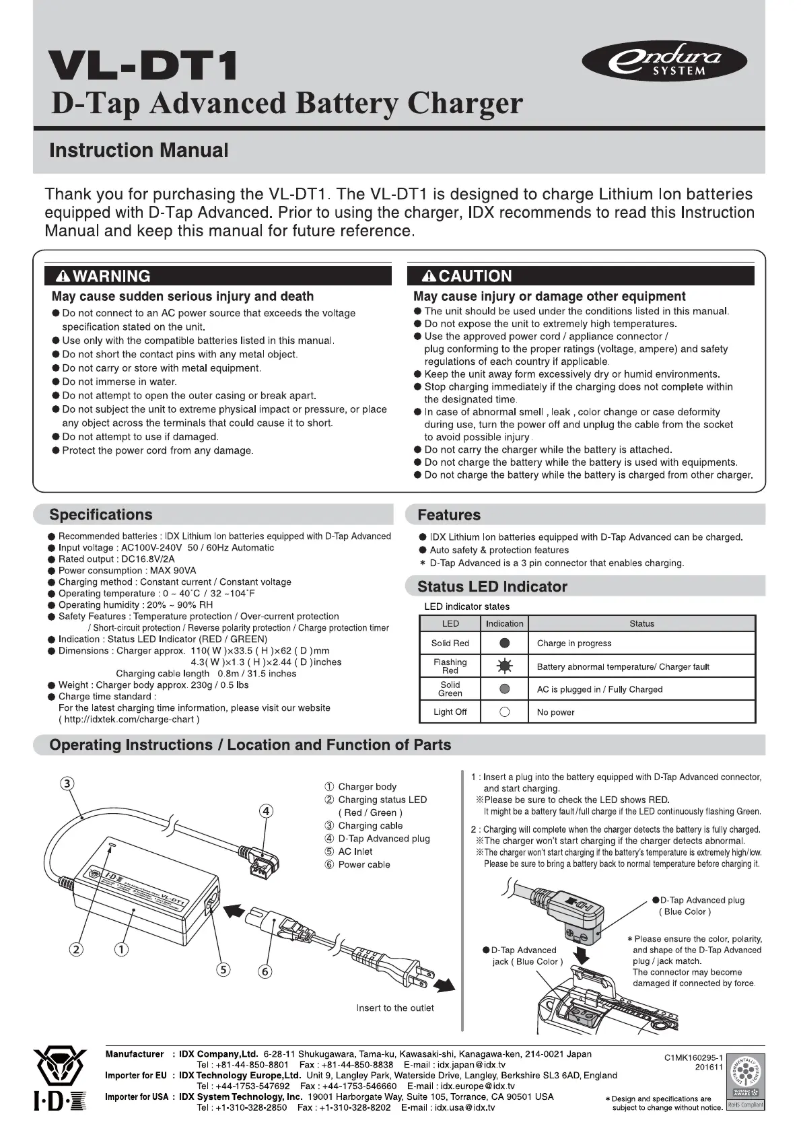 Página 1 del manual Manual de usuario IDX VL-DT1