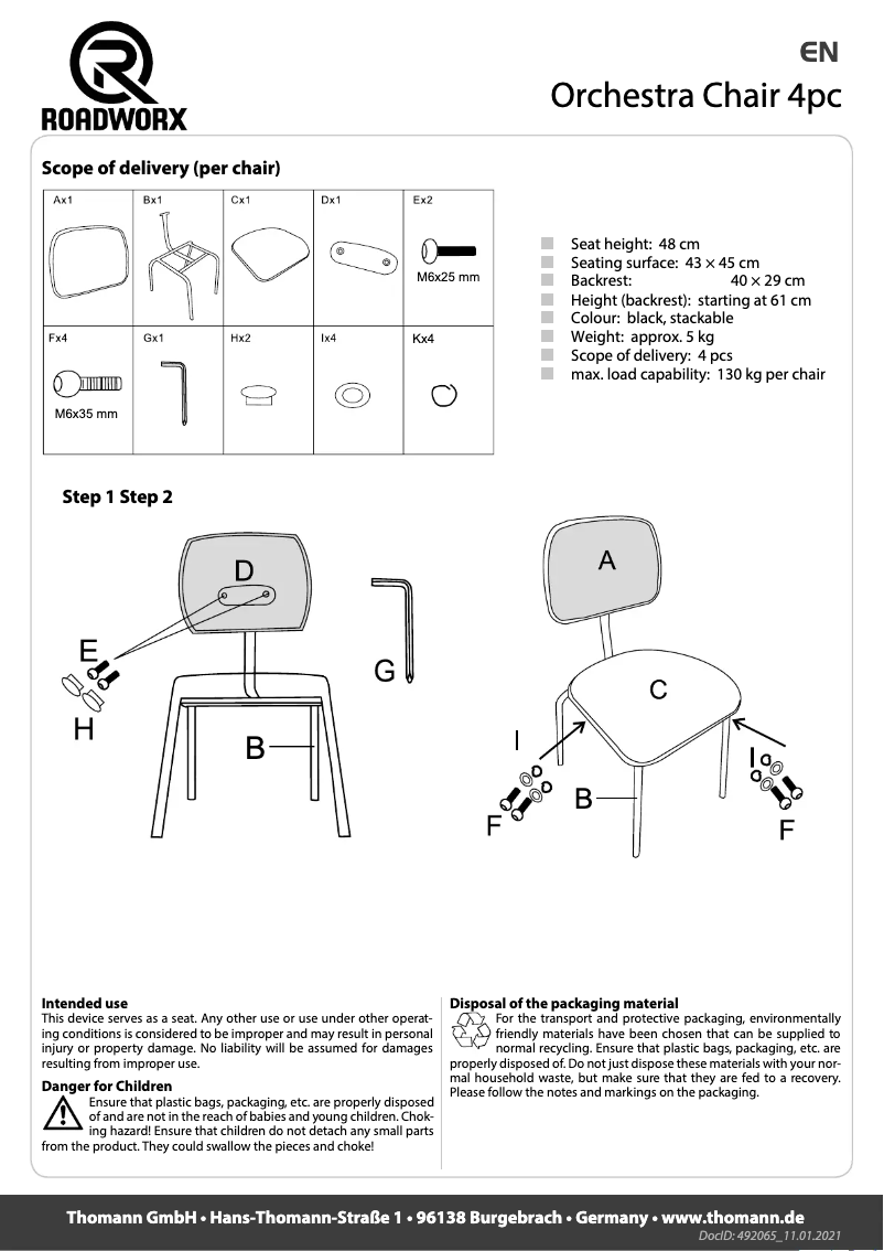 Imagen de la primera página del manual del dispositivo Orchestra Chair 4pc