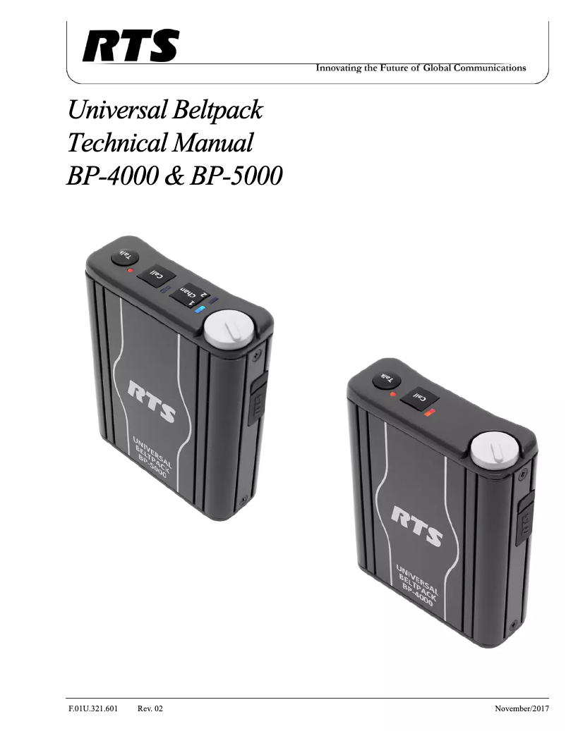 Página 1 del manual Manual de usuario RTS BP-4000