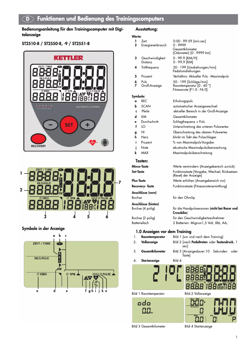 Página 1 del manual Manual de usuario Kettler Vito