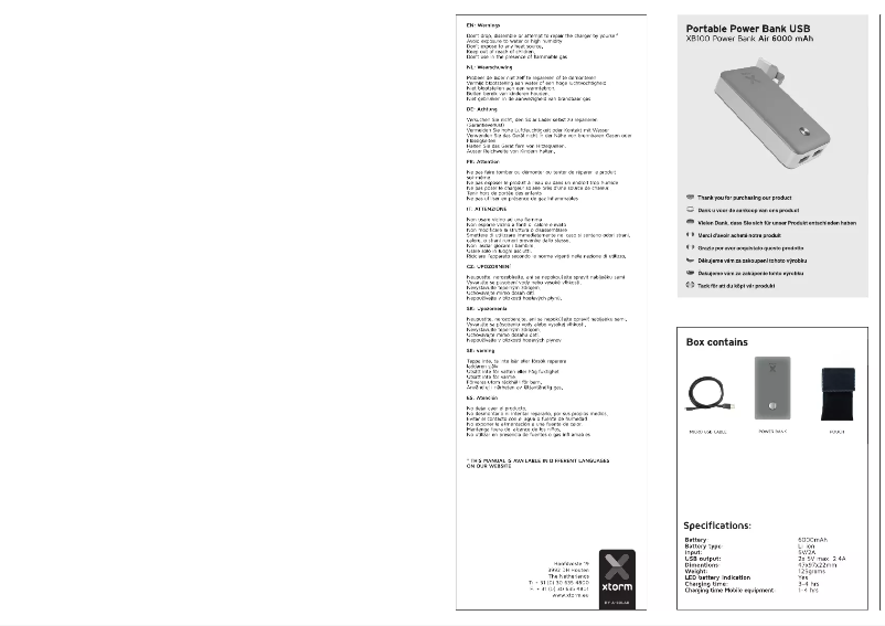 Imagen de la primera página del manual del dispositivo XB100