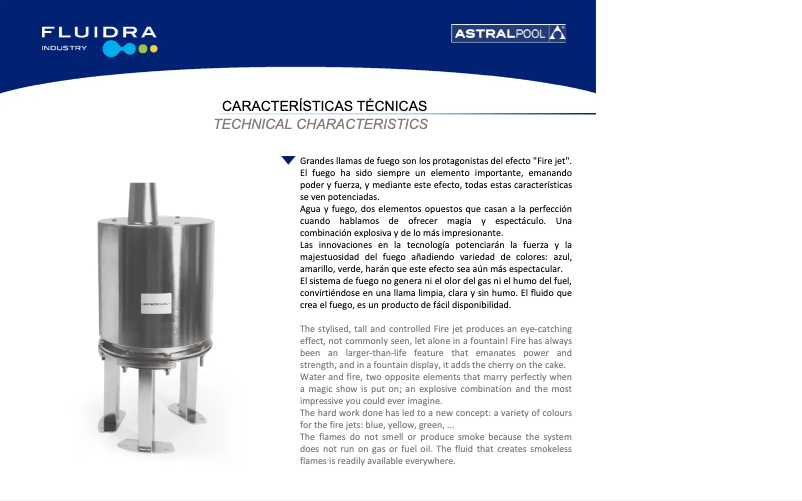 Página 1 del manual Ficha técnica AstralPool Fire Jet
