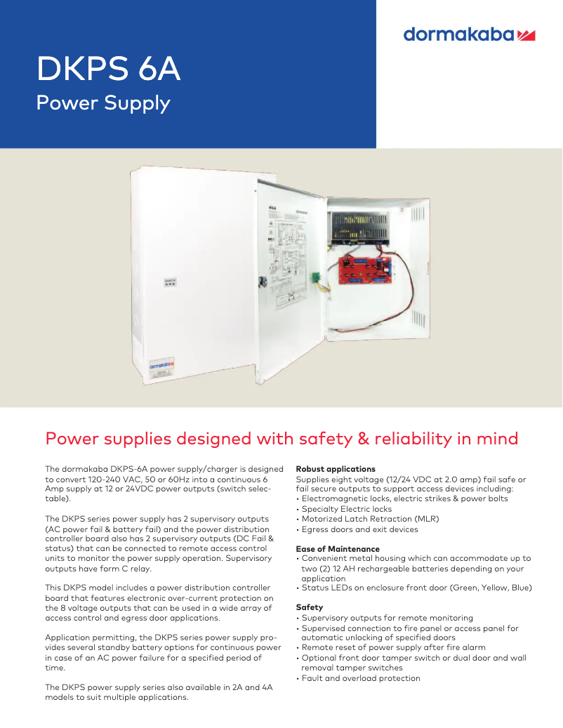 Página 1 del manual Ficha técnica Dormakaba DKPS-6A