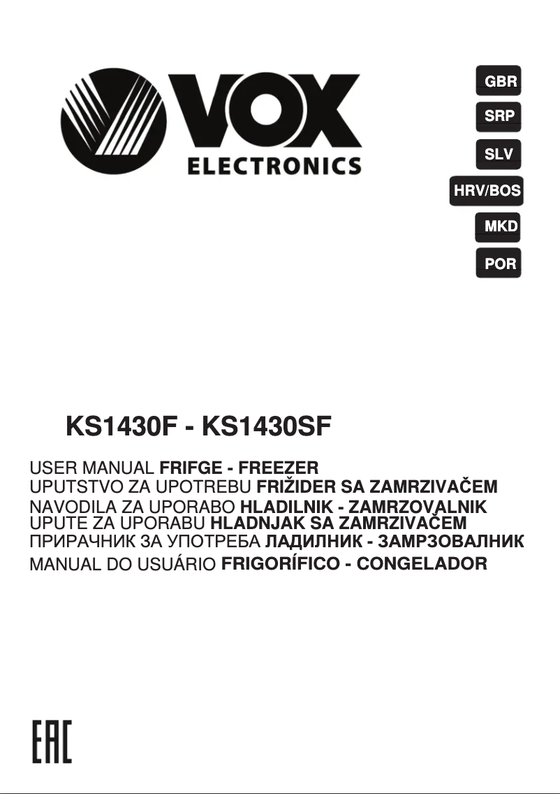 Página nº 1 - Manual de usuario VOX KS 1430 F