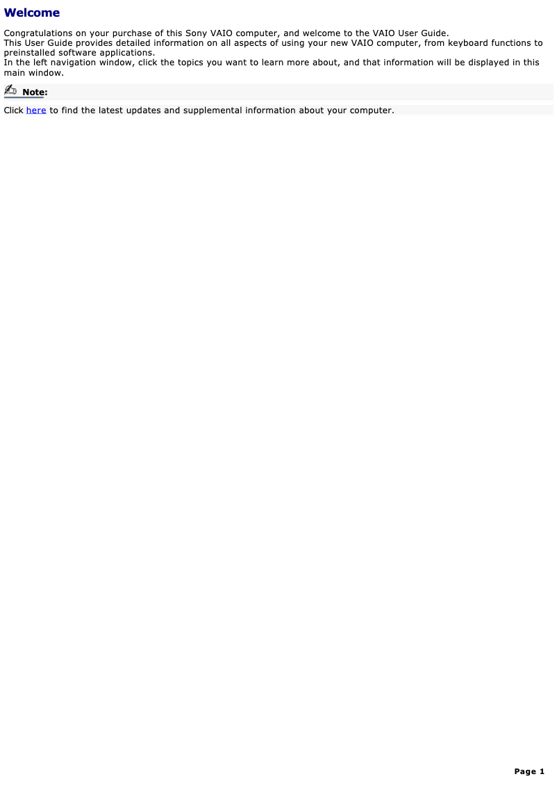 Página nº 1 - Manual de usuario Sony Vaio PCG-GRX500