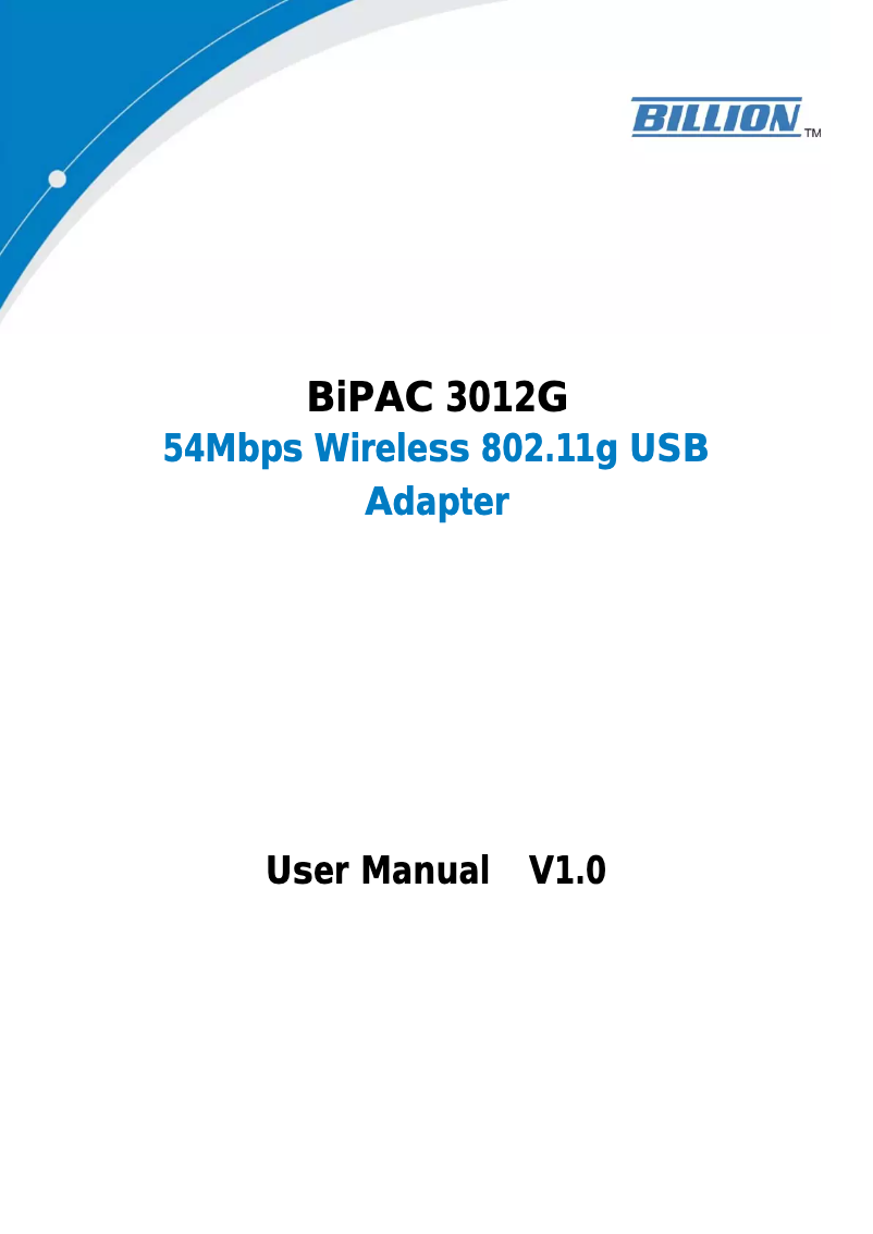 Imagen de la primera página del manual del dispositivo BiPAC 3012G
