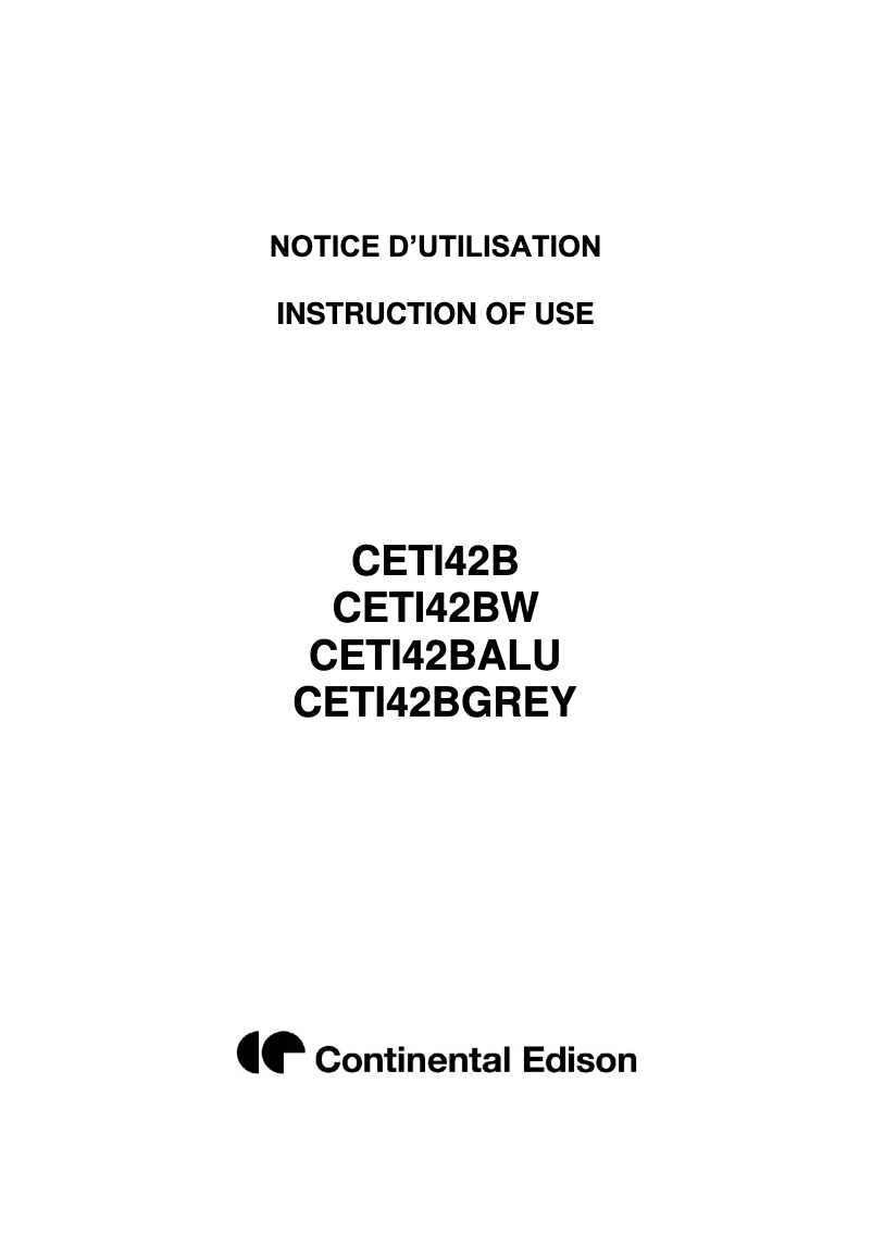 Página 1 del manual Manual de usuario Continental Edison CETI42BALU