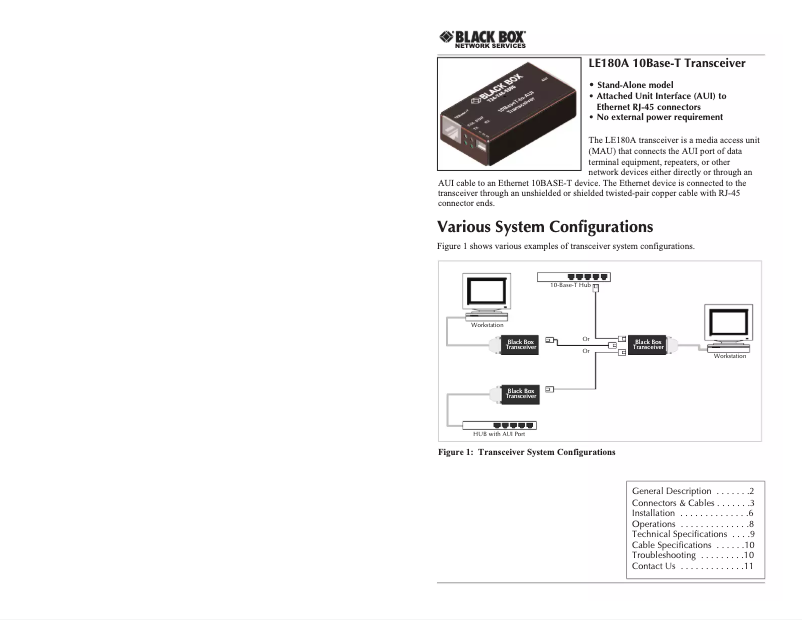 Imagen de la primera página del manual del dispositivo LE180A